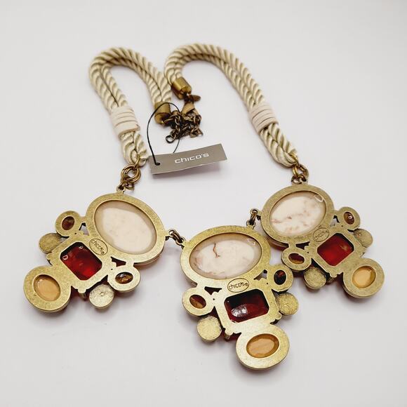 Chico’s Chunky Mixed Gemstone Lucite Statement Necklace NWT 27 Inch - Picture 5 of 9